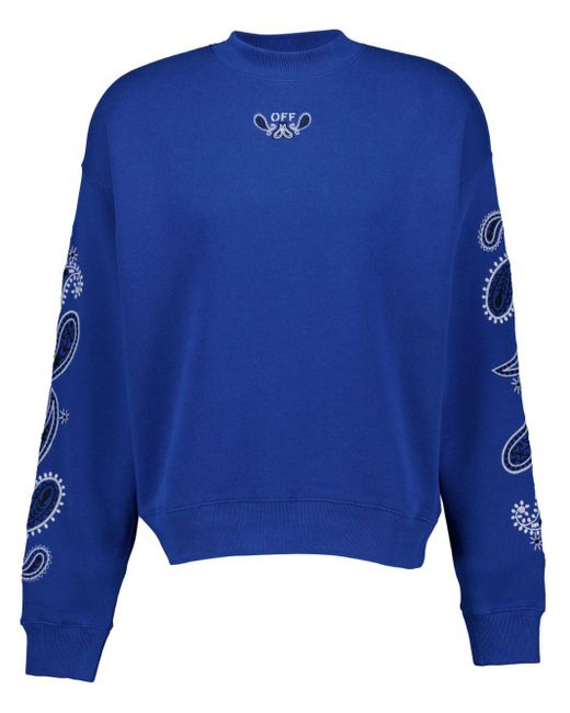 Off-White c/o Virgil Abloh Blue Bandana Arrow Skate Cotton Sweatshirt for men