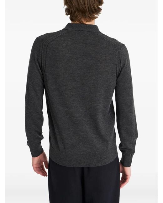 Pringle of Scotland Black Polo-Collar Merino Wool Sweater for men
