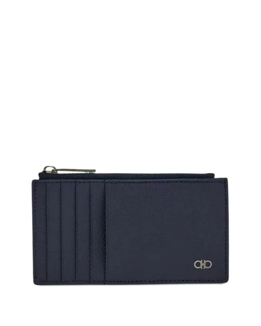 Ferragamo Blue Gancini Zipped Cardholder for men
