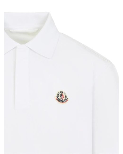 Moncler White Patch Polo Shirt for men