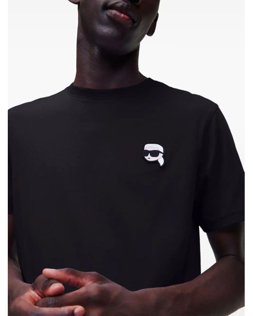 Karl Lagerfeld Black Ikon-Print T-Shirt for men