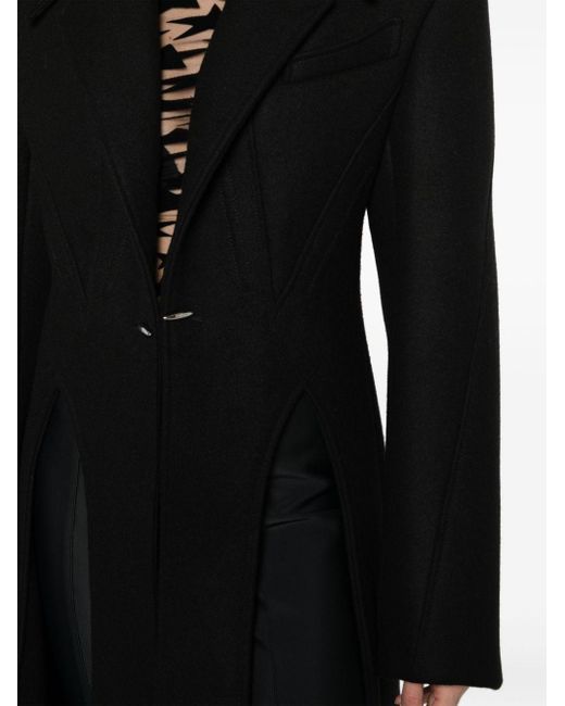 Manteau en laine à simple boutonnage Mugler en coloris Black