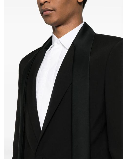 Valentino Garavani Black Scarf-Detail Wool Blazer for men