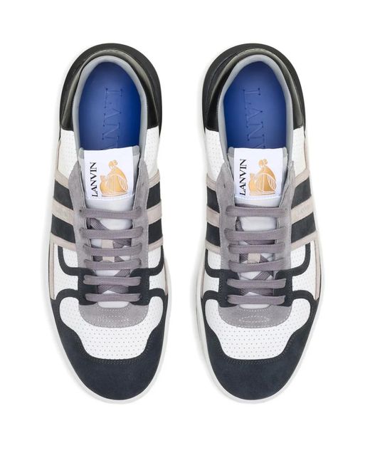 Lanvin White Perforated Panel Sneakers for men