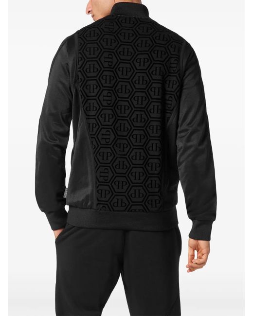 Philipp Plein Black Monogram Track Jacket for men