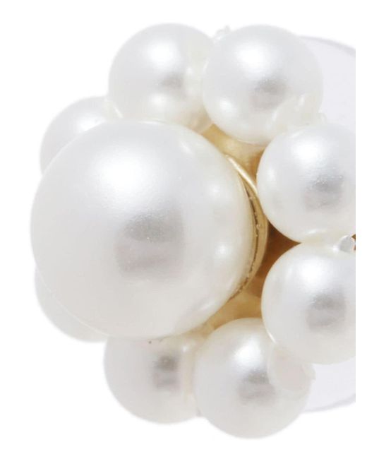 Pendientes con perla y motivo floral Simone Rocha de color White