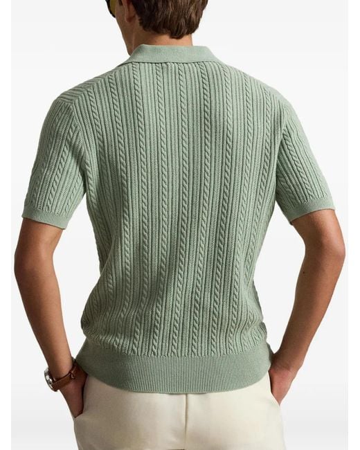 Polo Ralph Lauren Green Cable-Knit Embroidered Polo Sweater for men