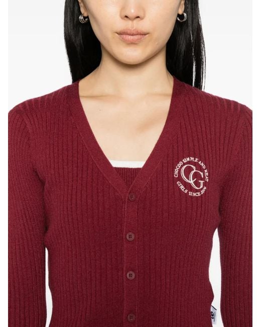 Chocoolate Red Twinset Mit Logo-Stickerei