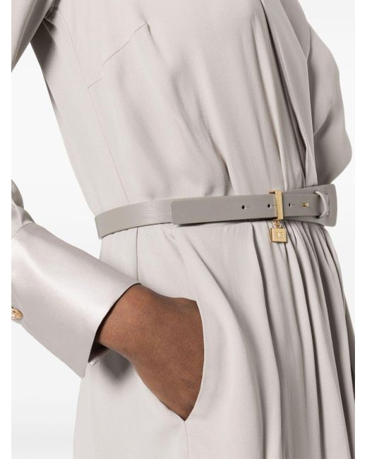 Vestido midi con cinturón Elisabetta Franchi de color Gray