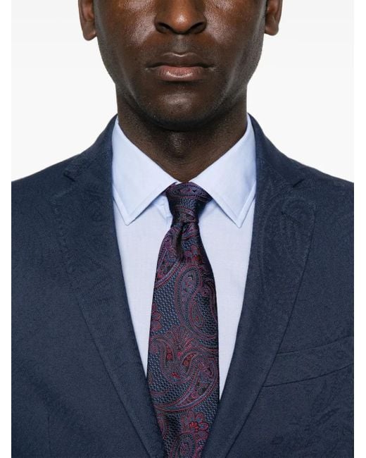 Etro Blue Single-Breasted Blazer for men