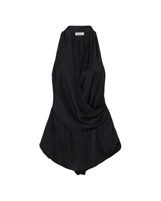 Jonathan Simkhai Black Halia Draped Romper