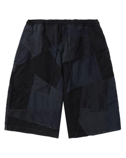 Comme des Garçons Black Patchwork Drawstring Shorts for men