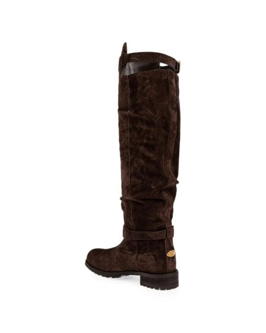 Jimmy Choo Brown Biker Kb Buckle-Fastening Boots