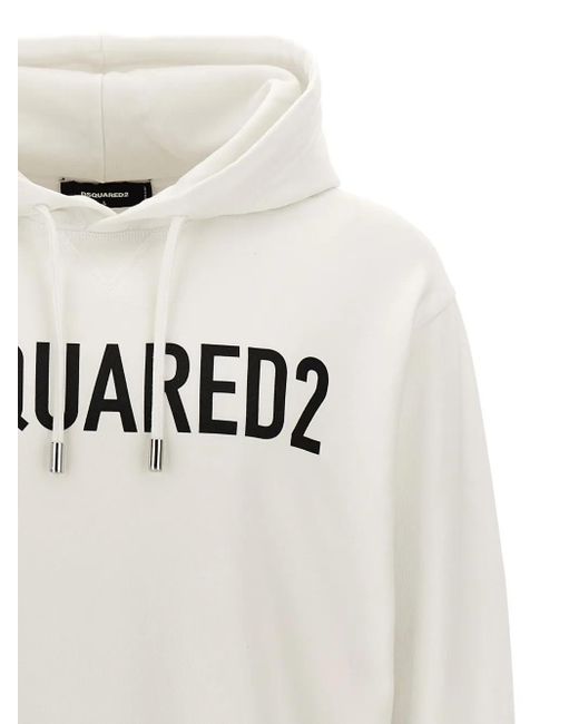 DSquared² White Logo-Print Hoodie for men