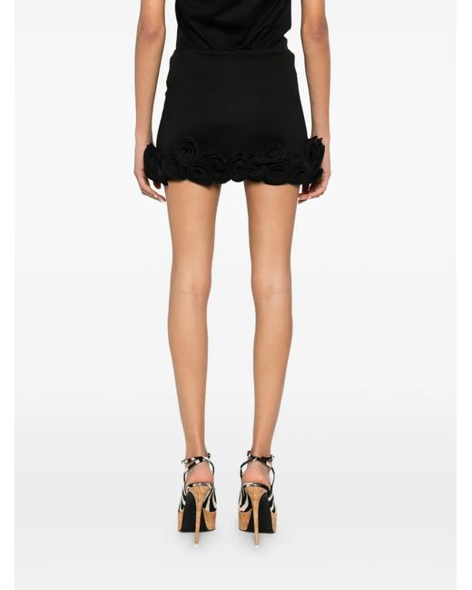 LaRevêche Black Floral-Appliqué Skirt