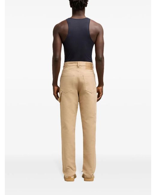AMI Natural Logo-Patch Worker Straight-Leg Trousers for men