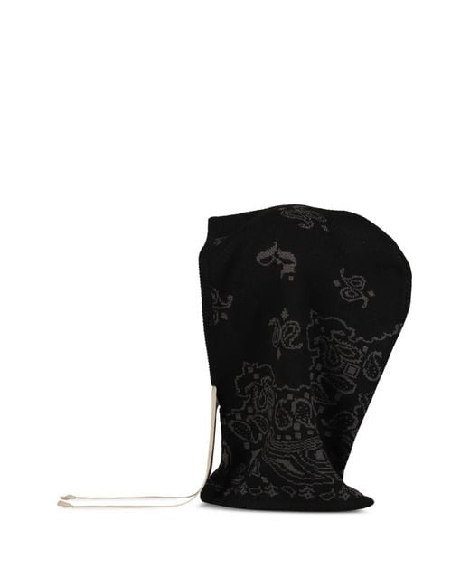 JUN/NAKAYAMA Black Paisley-Print Drawstring Balaclava for men