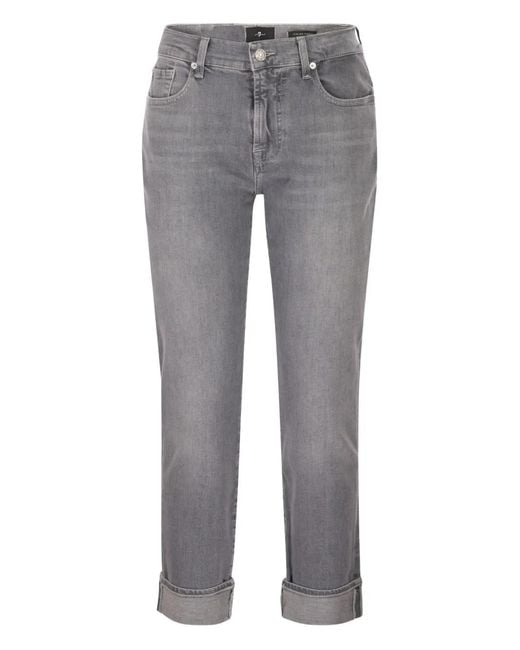 7 For All Mankind Gray Five-Pocket Jeans