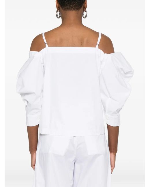 Liviana Conti White Puffed-Sleeve Blouse