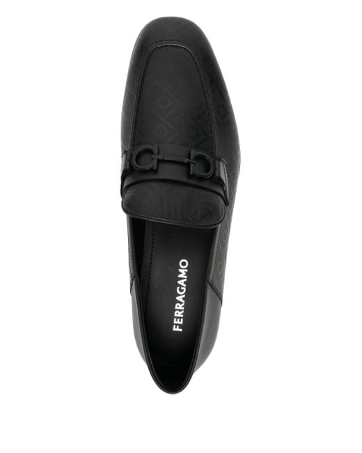 Ferragamo Black Gancini-Ornament Loafers for men