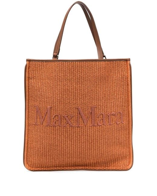 Max Mara Brown Easybag Raffia Tote Bag