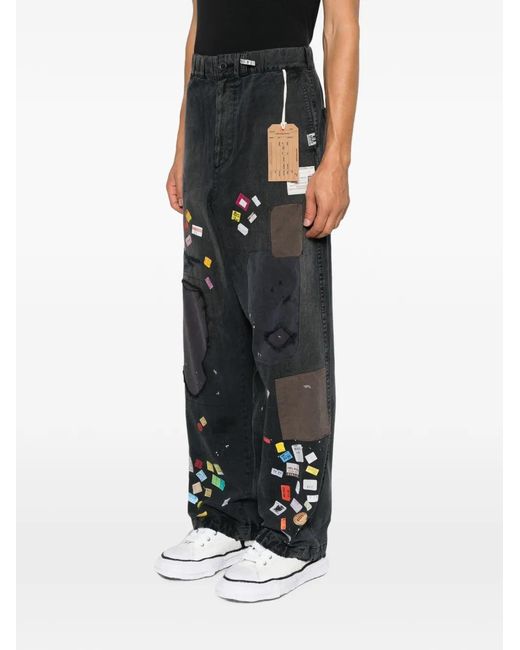 Maison Mihara Yasuhiro White Patchwork Ticket-Print Jeans for men