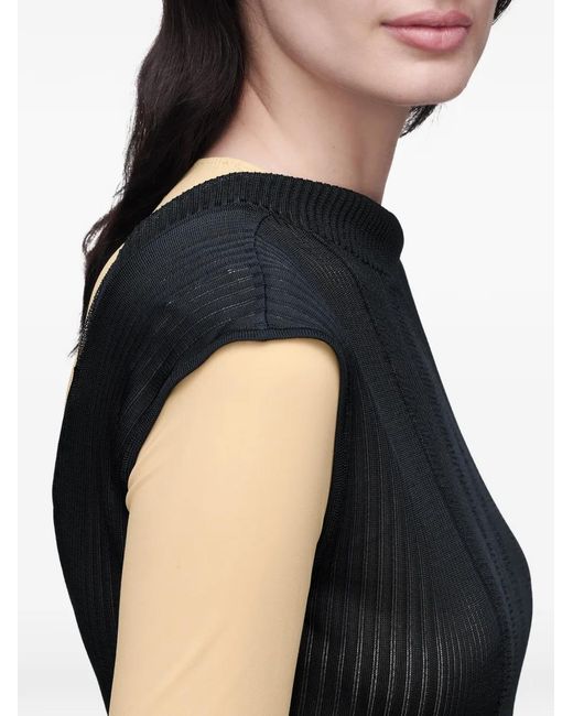 Maison Margiela Black Rib-Knit Short-Sleeve T-Shirt