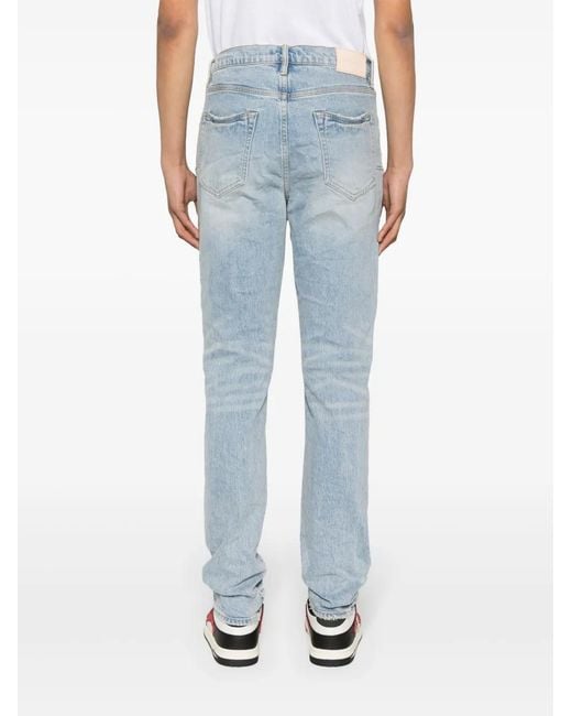 Purple Brand Blue P005 Mid-Rise Slim-Leg Jeans for men