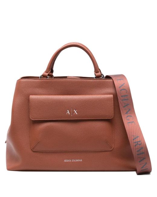 ARMANI EXCHANGE Brown Front-Pocket Tote Bag