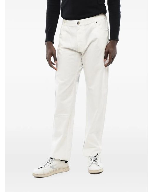 Corneliani White Id Luxury Embroidered Ton-Sur-Ton Jeans for men