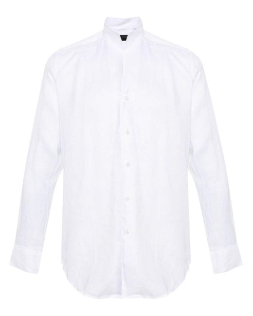 Dell'Oglio Band-collar linen shirt in White für Herren