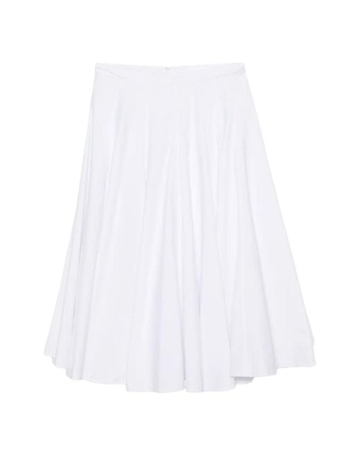 JNBY White Draped Flared Skirt
