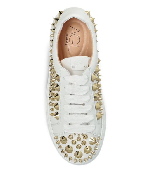 Agl Attilio Giusti Leombruni White Sneakers Mit Nieten
