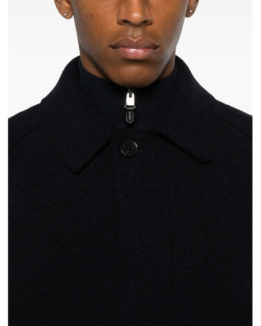 Harris Wharf London Black Raglan-Sleeve Buttoned Coat for men