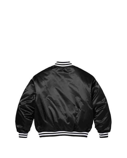 Supreme X Champion Satin Varsity Jacket in Black for Men | Lyst