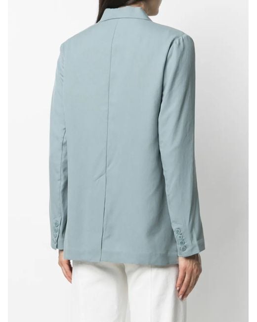 Remain Blue Single-Breasted Tailored Blazer