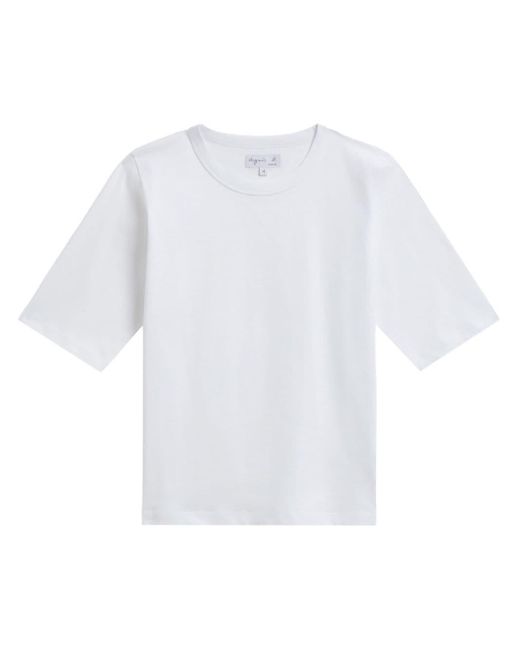 Agnes B. White Short-sleeved Cotton T-shirt