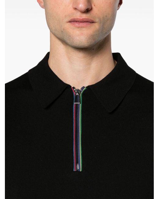Polo zippé en maille fine PS by Paul Smith pour homme en coloris Black