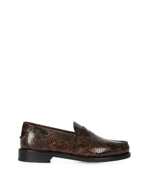 Paul Smith Brown Dark Rialto Snake Effect Loafers for men