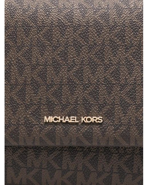 Michael Kors Brown Small Nessa Monogram Flap Cross Body Bag