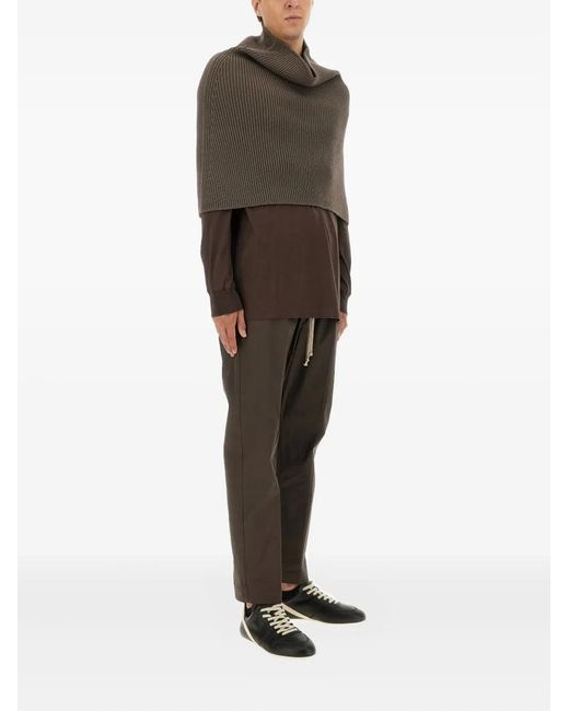 Rick Owens Brown Ribbed Scarf for men