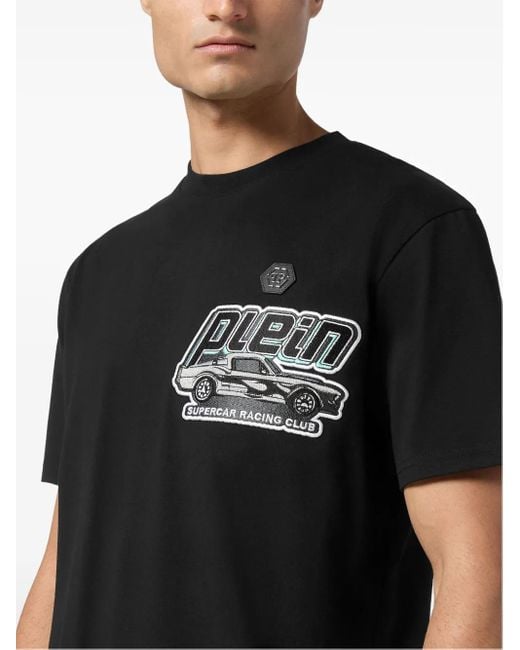 Philipp Plein Black Cars Racing T-Shirt for men