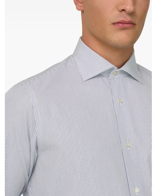 Boggi White Windsor-Collar Striped Shirt for men