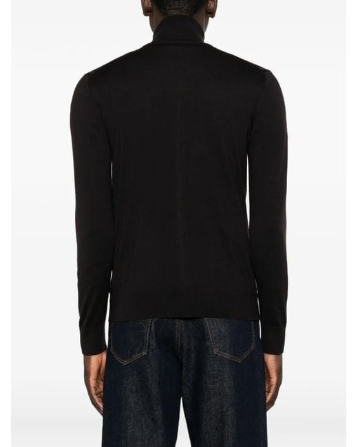 Paolo Pecora Black Zip-Up High-Neck Cardigan for men