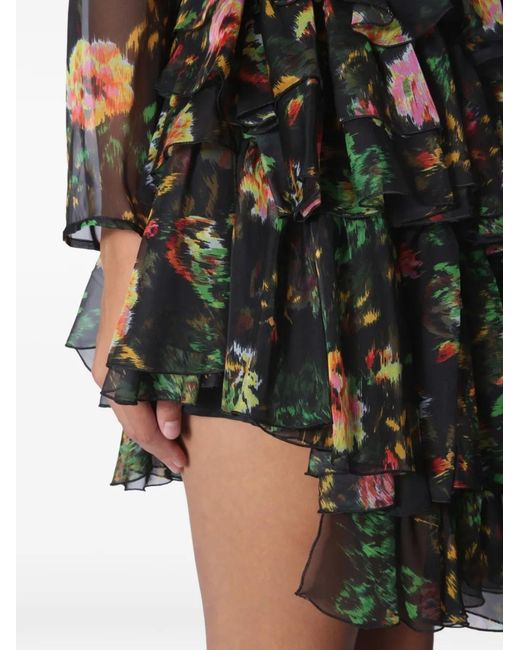 MSGM Black Ruffled Asymmetric Dress