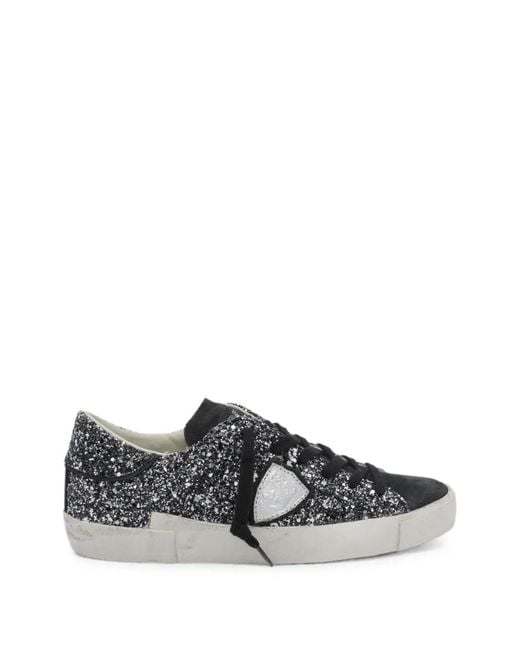 Philippe Model Gray Prsx Sequin-Embellished Sneakers