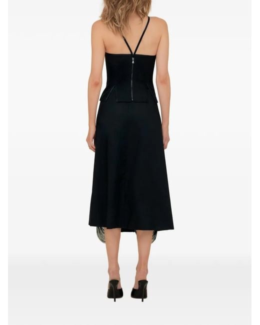 Contessa Mills Black Madeleine Fringe-Detail Skirt