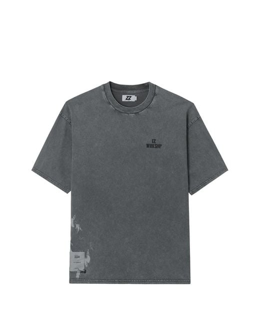 Izzue Gray Crew-Neck Cotton T-Shirt for men