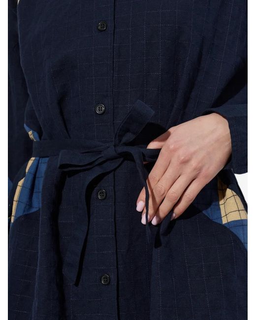 A.P.C. Blue Patchwork Midi Dress
