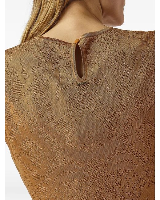 Twinset Brown Pointelle-Knit Damask-Pattern Skirts